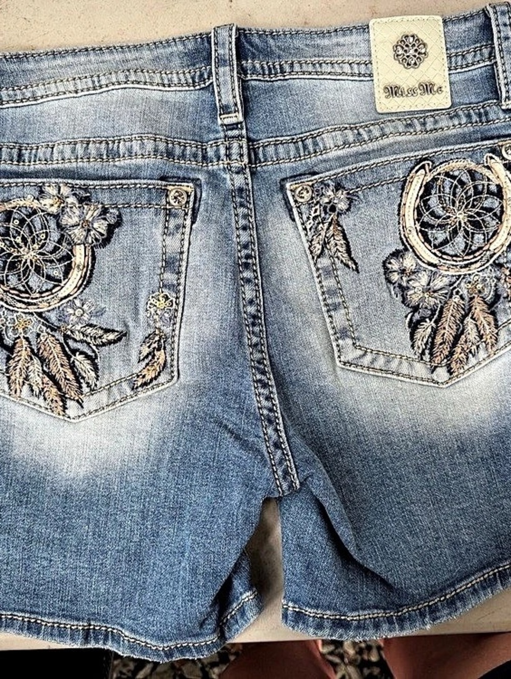 Miss Me Embellished Denim Jean Shorts in Blue